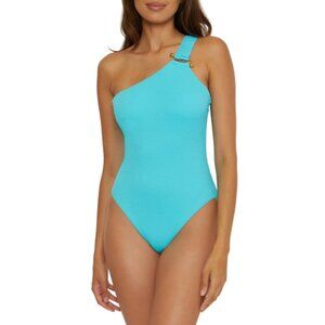 Trina Turk 'Coco' Textured One-Shoulder One-Piece Swimsuit, Blue Pearl